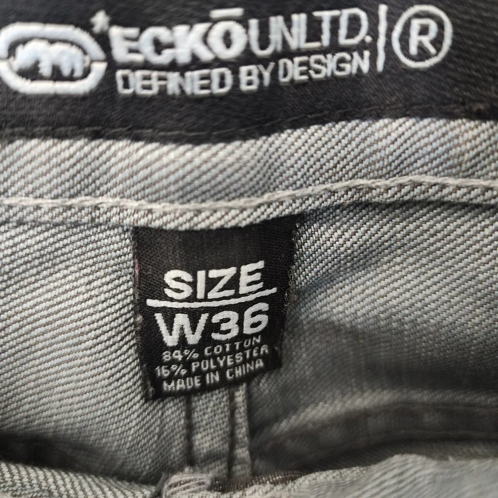 Vintage Ecko Unltd Jeans Mens 36X32 Gray Denim Baggy Fit‎ Hip Hop Skater Grunge